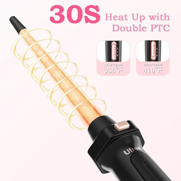 Ufree 5 in 1 Curling Iron with Interchangeable Ceramic Barrels (0.35"-1.25"), Curling Wand Set with Flat Iron Hair Straightener, Instant Heat Up, Dual Voltage Hair Curler, Gifts for Women - Image 2