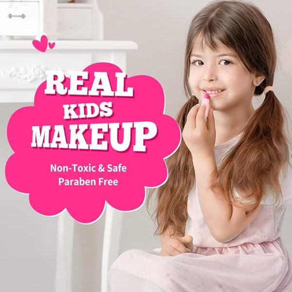 ULOVEME Kids Real Makeup Kit for Little Girls - Real, Non Toxic, Washable Make Up Toy - Umicorn Toys Gift for 3 4 5 6 7 8 9 10 12 Years Old Girls Birthday (Pink Umicorn) - Image 5