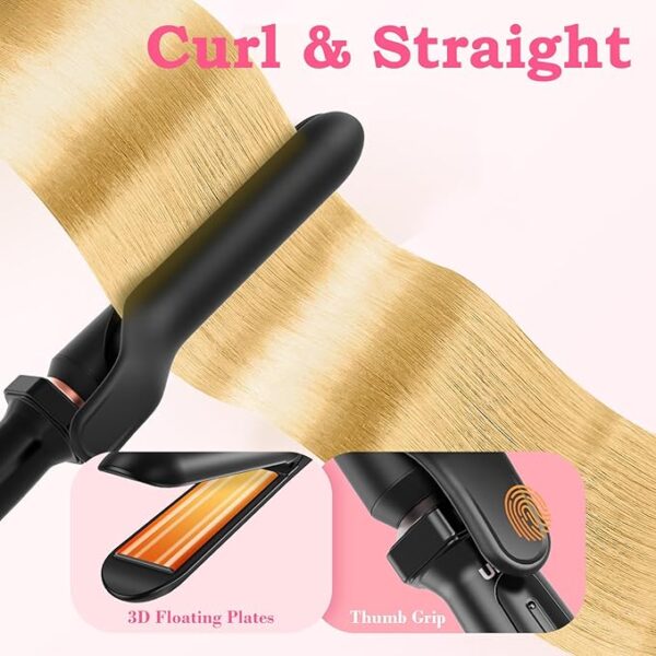 Ufree 5 in 1 Curling Iron with Interchangeable Ceramic Barrels (0.35"-1.25"), Curling Wand Set with Flat Iron Hair Straightener, Instant Heat Up, Dual Voltage Hair Curler, Gifts for Women - Image 5