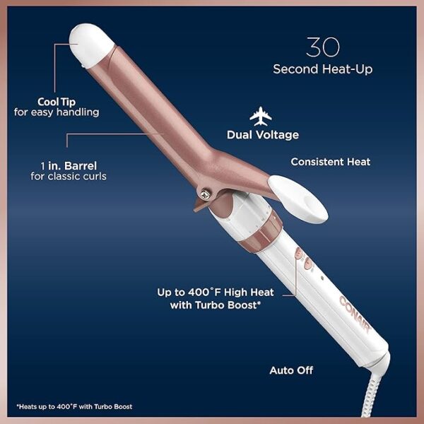Conair Double Ceramic 1-Inch Curling Iron, 1-inch barrel produces classic curls – for use on short, medium, and long hair - Image 2