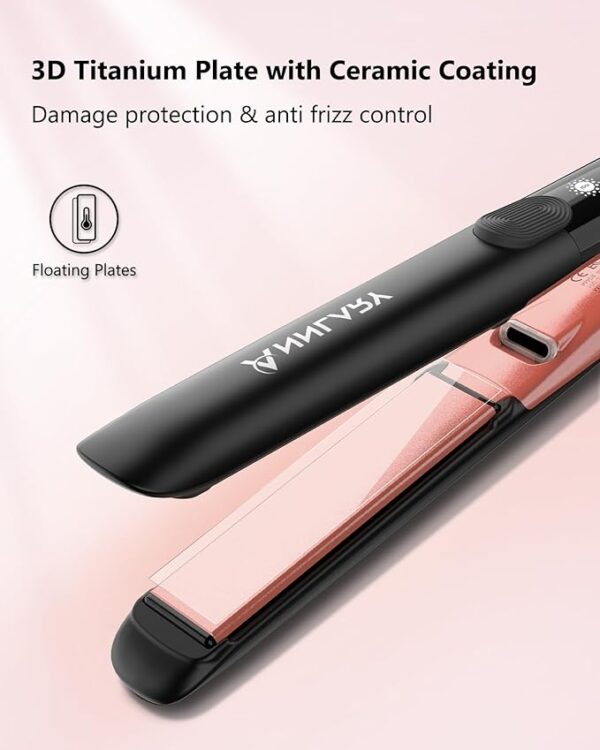 Hair Straightener, 1 Inch Flat Iron Straightener and Curler 2 in 1, Titanium Ceramic Ionic Dual Voltage Straightener with Anti-Iron Silicone for Less Frizz, Shinier & Smoother Hair - Image 5