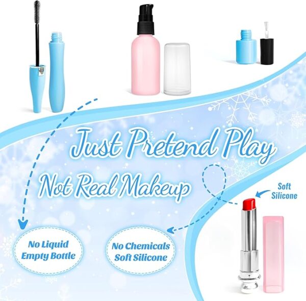 INNOCHEER Pretend Makeup for Toddlers, Toy Play Makeup Set for Kids 3-5, Toddler Makeup Kit Pretend, Frozen Toys for Kids Fake Makeup, Gifts Toys for 3 4 5 6 7+ Year Old Girls (Not Real Makeup) - Image 2