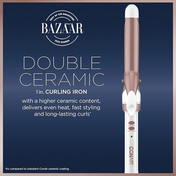 Conair Double Ceramic 1-Inch Curling Iron, 1-inch barrel produces classic curls – for use on short, medium, and long hair - Image 4