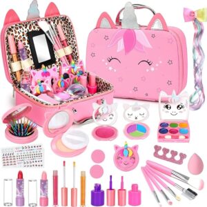 Kids Washable Makeup Girls Toys - Real Makeup Kit Kid Make up Set for Toddlers Children Princess Christmas Birthday Gifts Toys for 3 4 5 6 7 8 9 10 11 12 Year Old Girls