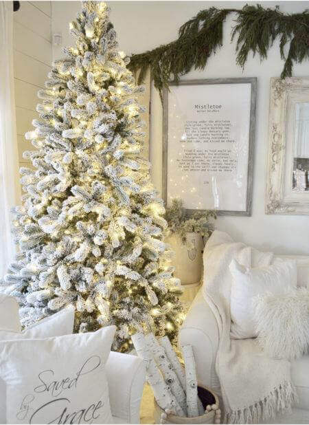 7.5' King Flock® Tree with Warm White LED Lights - OPEN BOX - FINAL SALE - Image 3