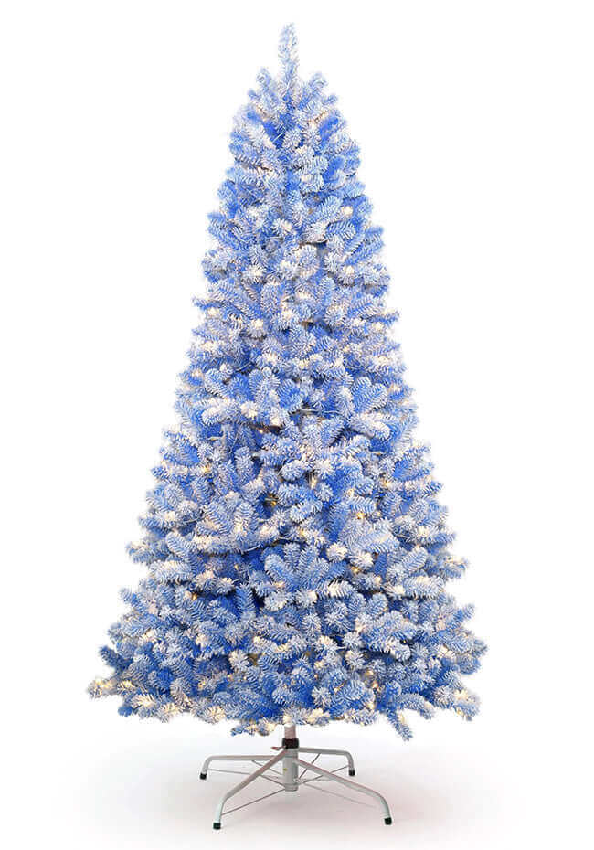 6.5' Duchess Blue Flock Artificial Christmas Tree with 500 Warm White LED Lights - Image 7