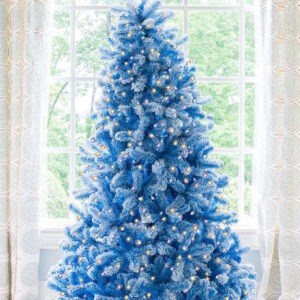 6.5' Duchess Blue Flock Artificial Christmas Tree with 500 Warm White LED Lights