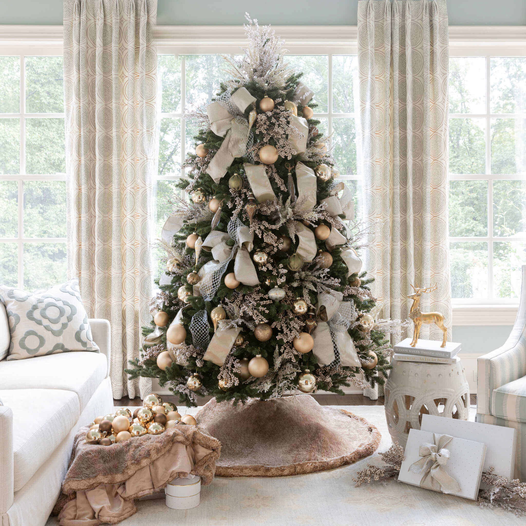 72" King Granite Faux Fur Tree Skirt - Image 5