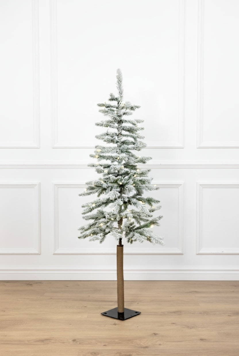 4' Windsor Flock Tree with 100 Warm White Twinkle LED Lights - Image 2
