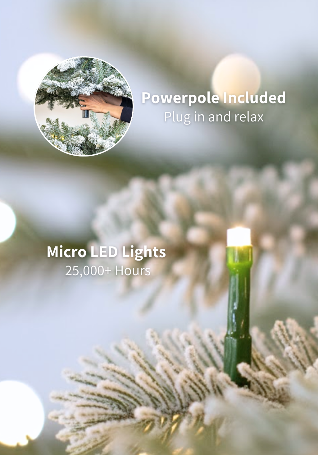 8' Queen Flock® Artificial Christmas Tree with 900 Warm White LED Lights - Image 6