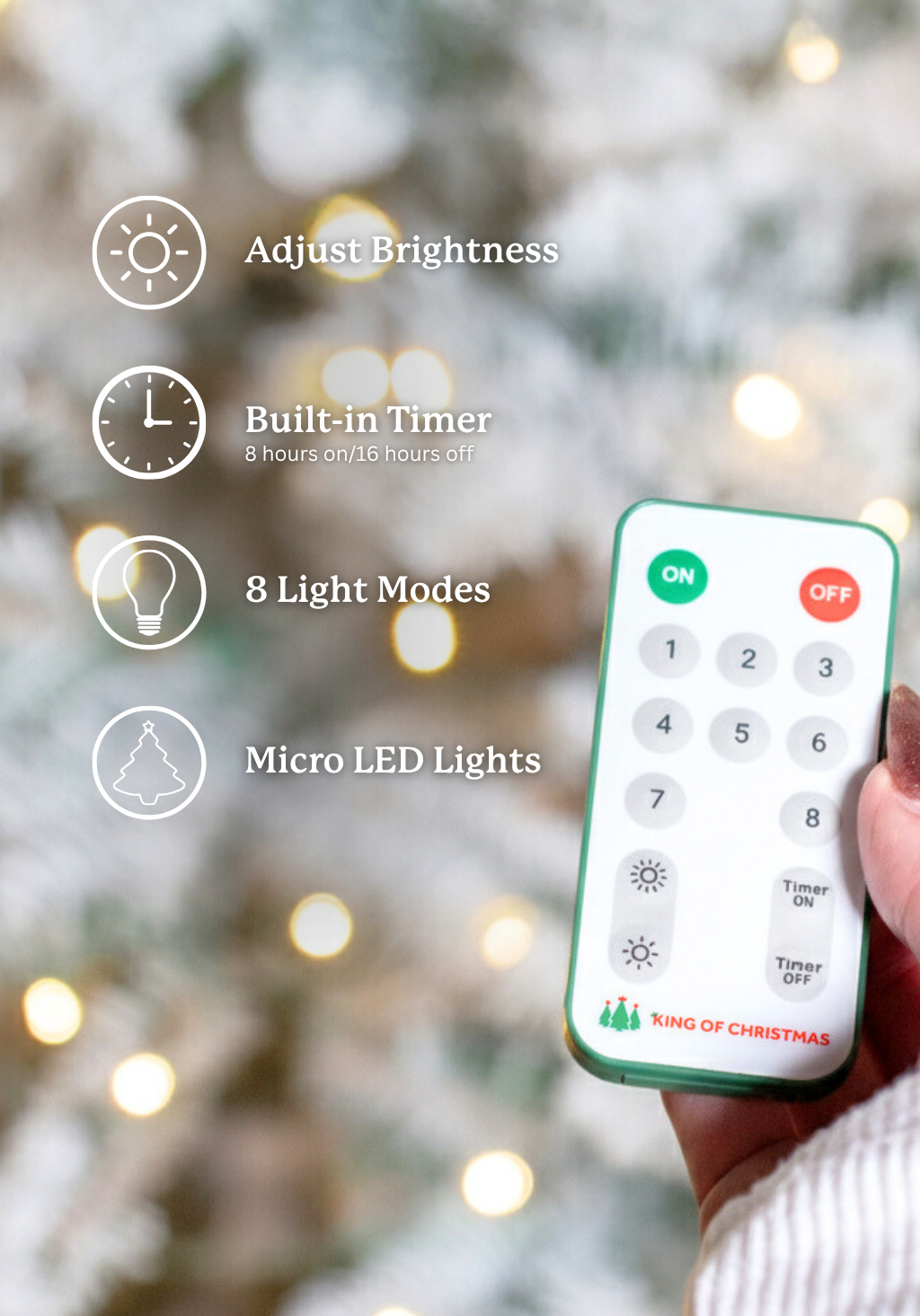 10' Prince Flock® Artificial Christmas Tree with 750 Warm White LED Lights - Image 6