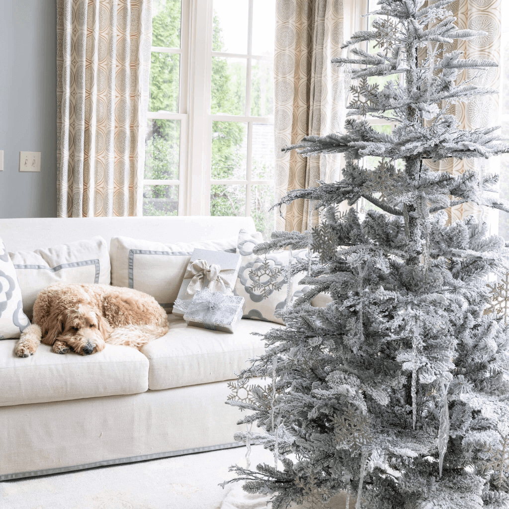 7' King Noble Flock Artificial Christmas Tree Unlit - FINAL SALE - Image 4