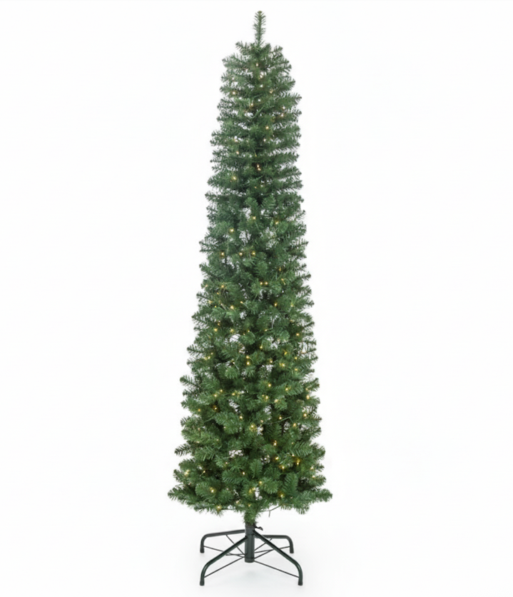 8' Hancock Spruce Pencil Artificial Christmas Tree 500 Warm White LED Lights - Image 2