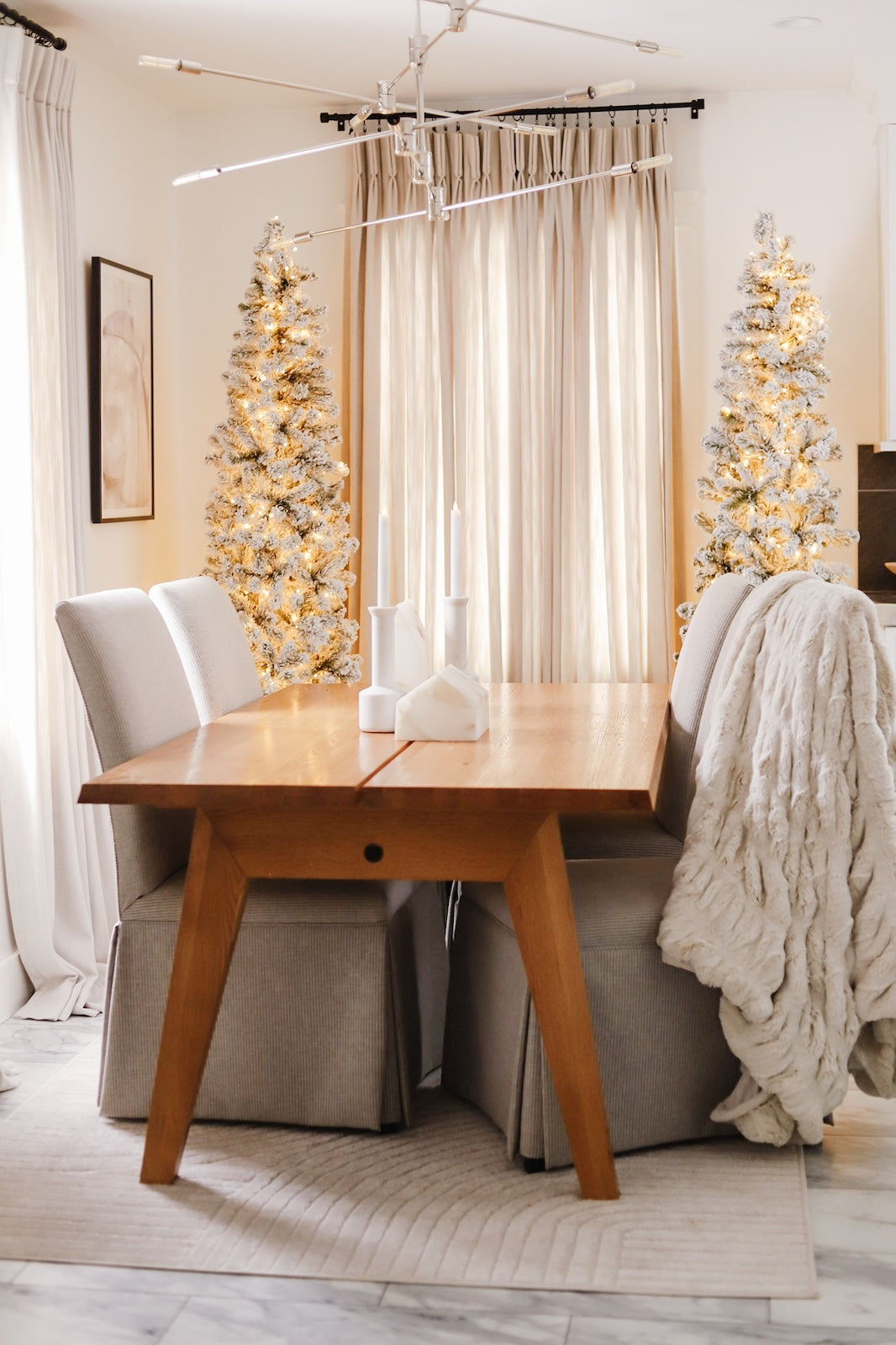 7' Prince Flock® Pencil Artificial Christmas Tree with 400 Warm White LED Lights - Image 2