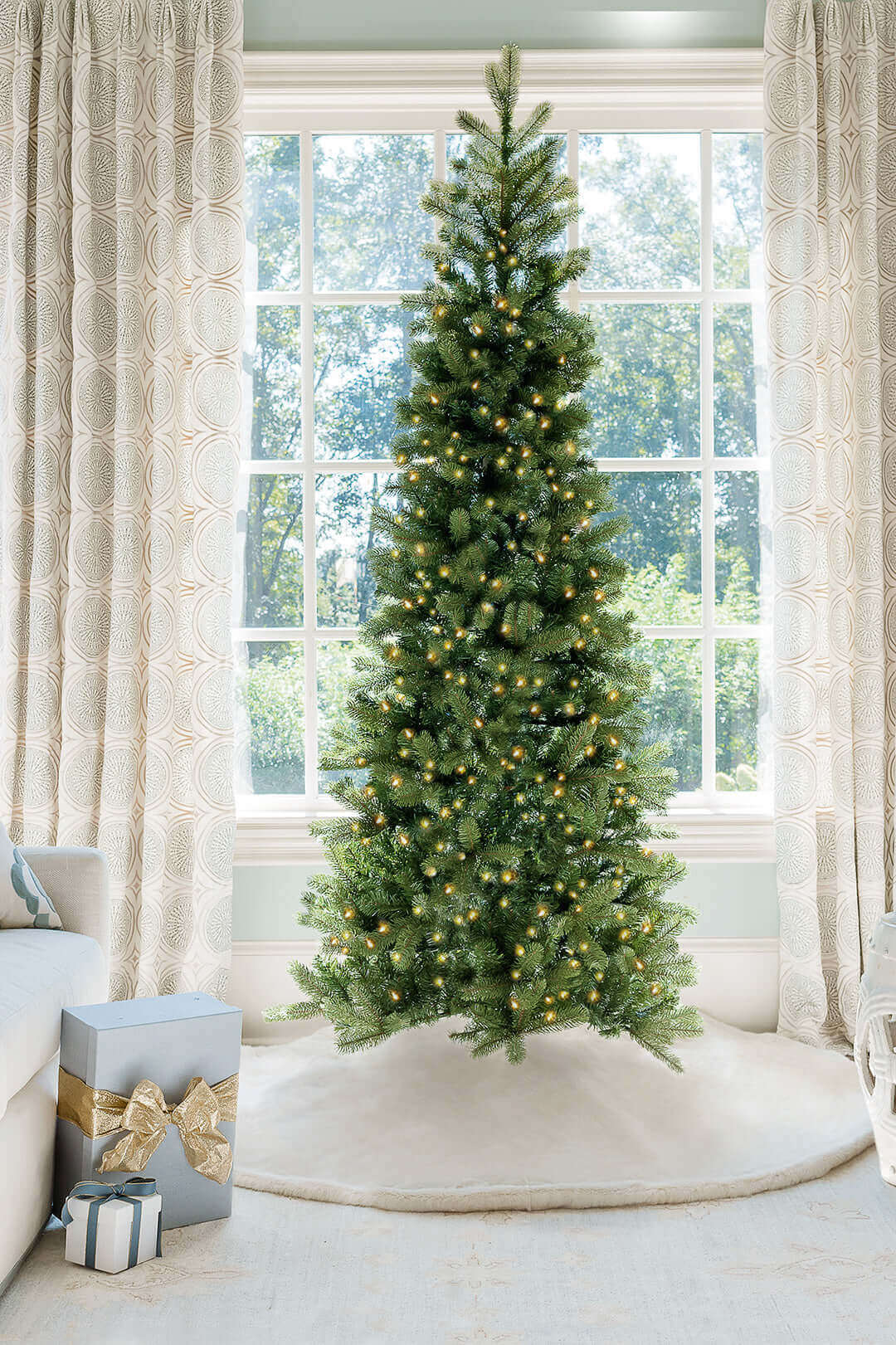 10' King Douglas Fir Slim Tree with Warm White & Multi-Color LED Lights - OPEN BOX - FINAL SALE