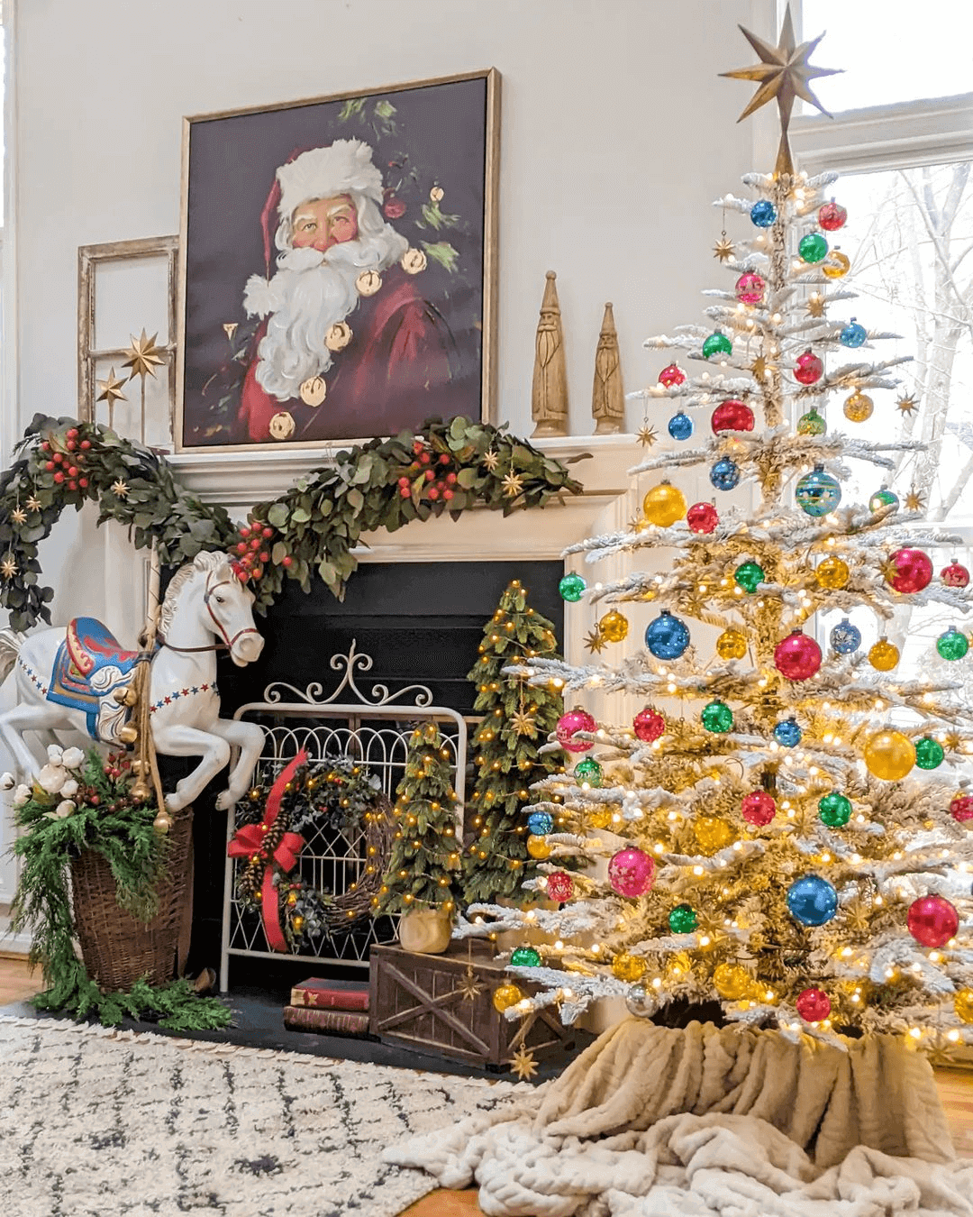 8' King Noble Flock Artificial Christmas Tree Unlit - FINAL SALE - Image 7