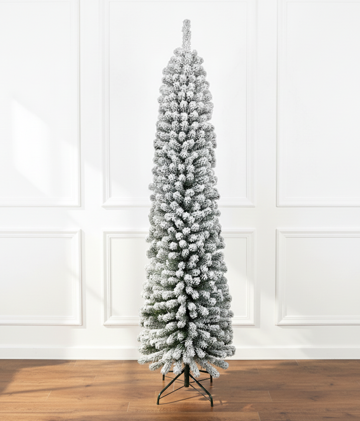 7' Prince Flock® Pencil Artificial Christmas Tree with 400 Warm White LED Lights