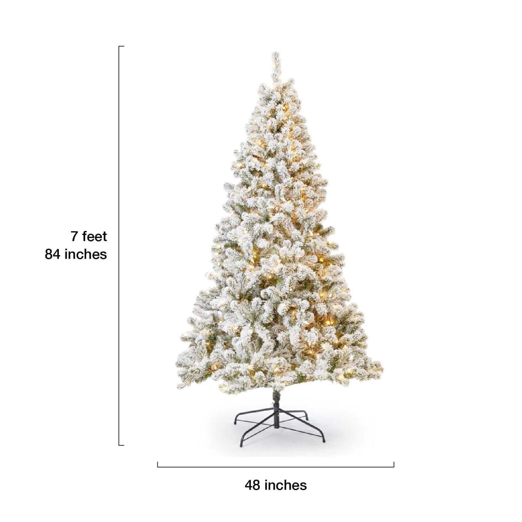 7' Prince Flock® Tree with Warm White LED Lights - OPEN BOX - FINAL SALE - Image 4