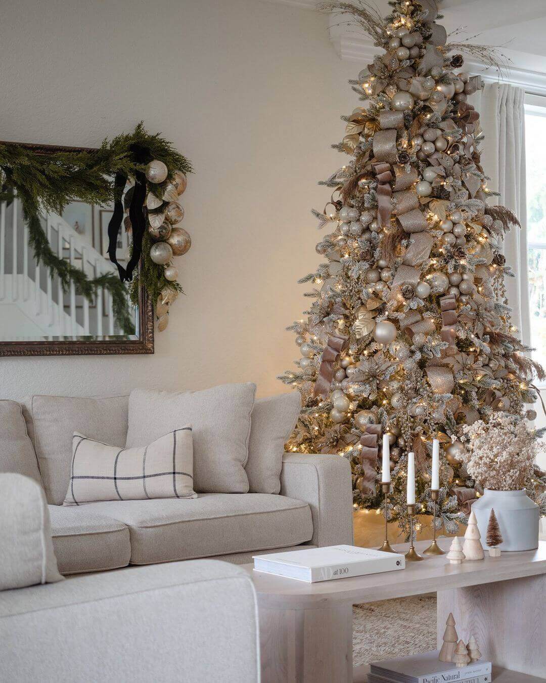 8' Queen Flock® Artificial Christmas Tree with 900 Warm White LED Lights - Image 8