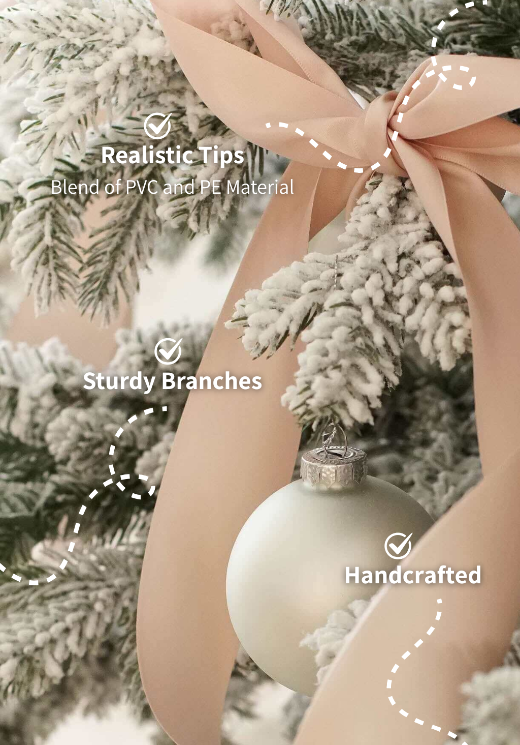 7.5' Rushmore Flock Artificial Christmas Tree 750 Warm White LED Lights - Image 3