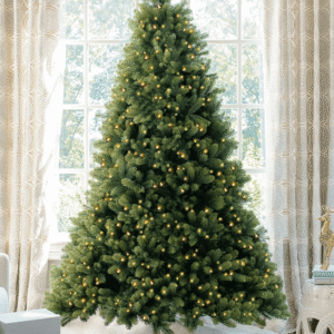 9' Royal Fir Artificial Christmas Tree with 1200 Warm White & Multi-Color LED Lights