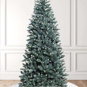 8' Tribeca Blue Spruce Slim Artificial Christmas Tree with 500 Warm White LED Lights