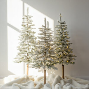 4' Windsor Flock Tree with 100 Warm White Twinkle LED Lights