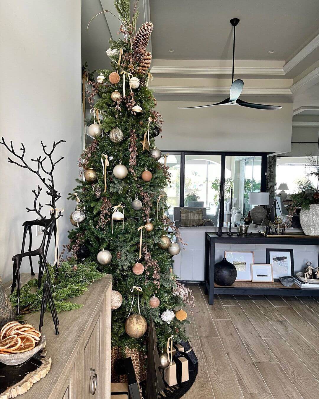 7.5' Yorkshire Fir Slim Artificial Christmas Tree with 500 Warm White LED Lights - Image 7