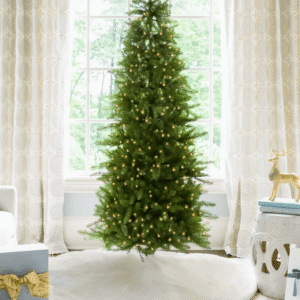 7.5' Yorkshire Fir Slim Artificial Christmas Tree with 500 Warm White LED Lights