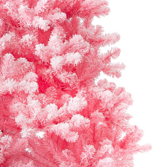 6.5' Duchess Pink Flock Artificial Christmas Tree with 500 Warm White LED Lights - Image 4