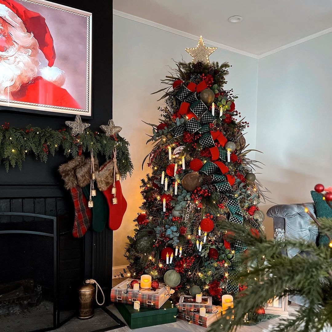 8' Tribeca Blue Spruce Artificial Christmas Tree with 650 Warm White LED Lights - Image 7