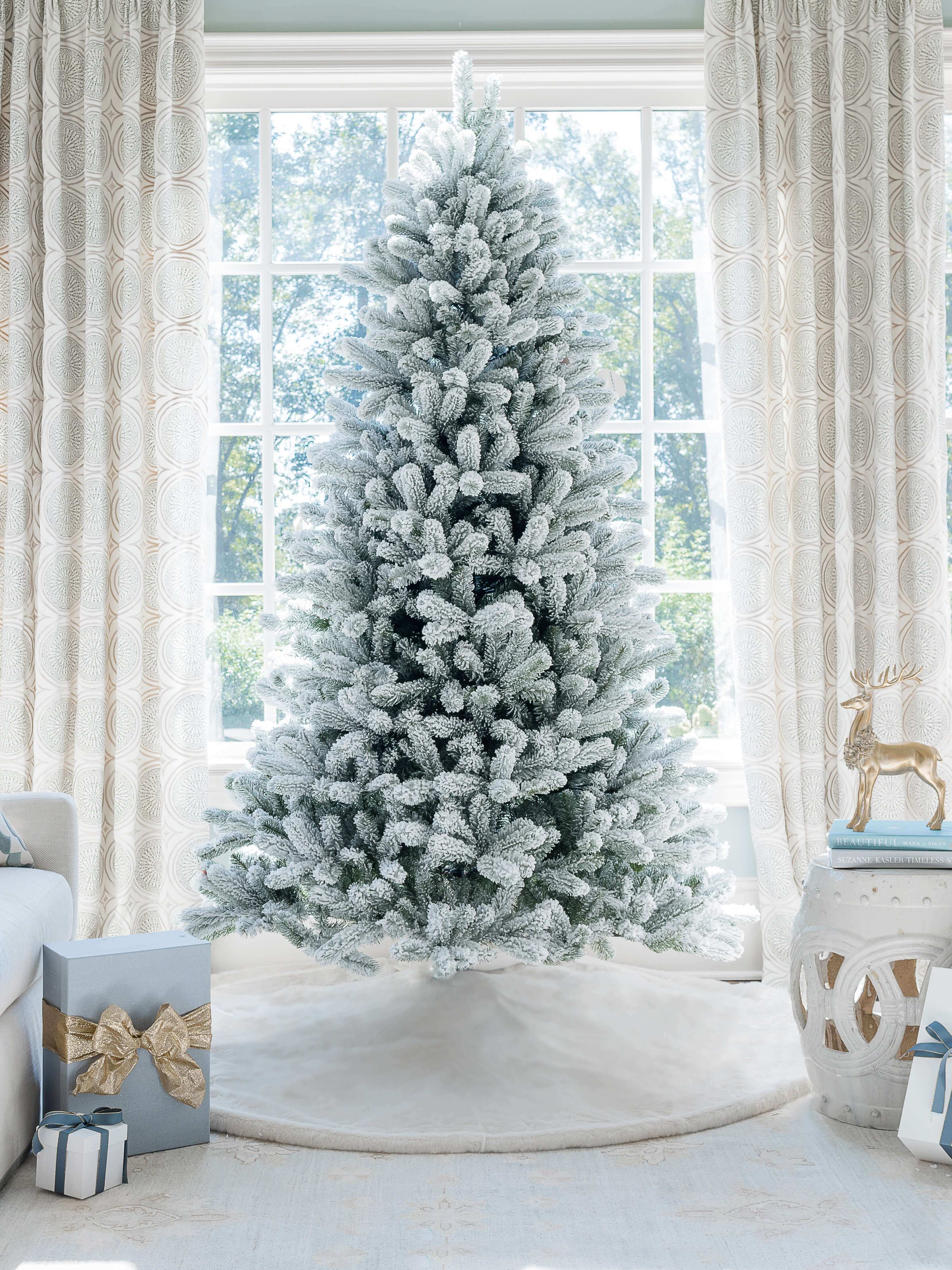 8' King Flock® Artificial Christmas Tree Unlit - FINAL SALE