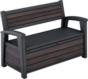 Outdoor Storage Bench 227L | Seats 2 Adults | DecoCoat Wood-Look Resin | Waterproof & Ventilated | All-Weather UV Resistant