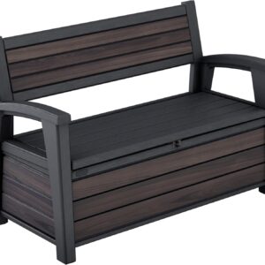 Outdoor Storage Bench 227L | Seats 2 Adults | DecoCoat Wood-Look Resin | Waterproof & Ventilated | All-Weather UV Resistant